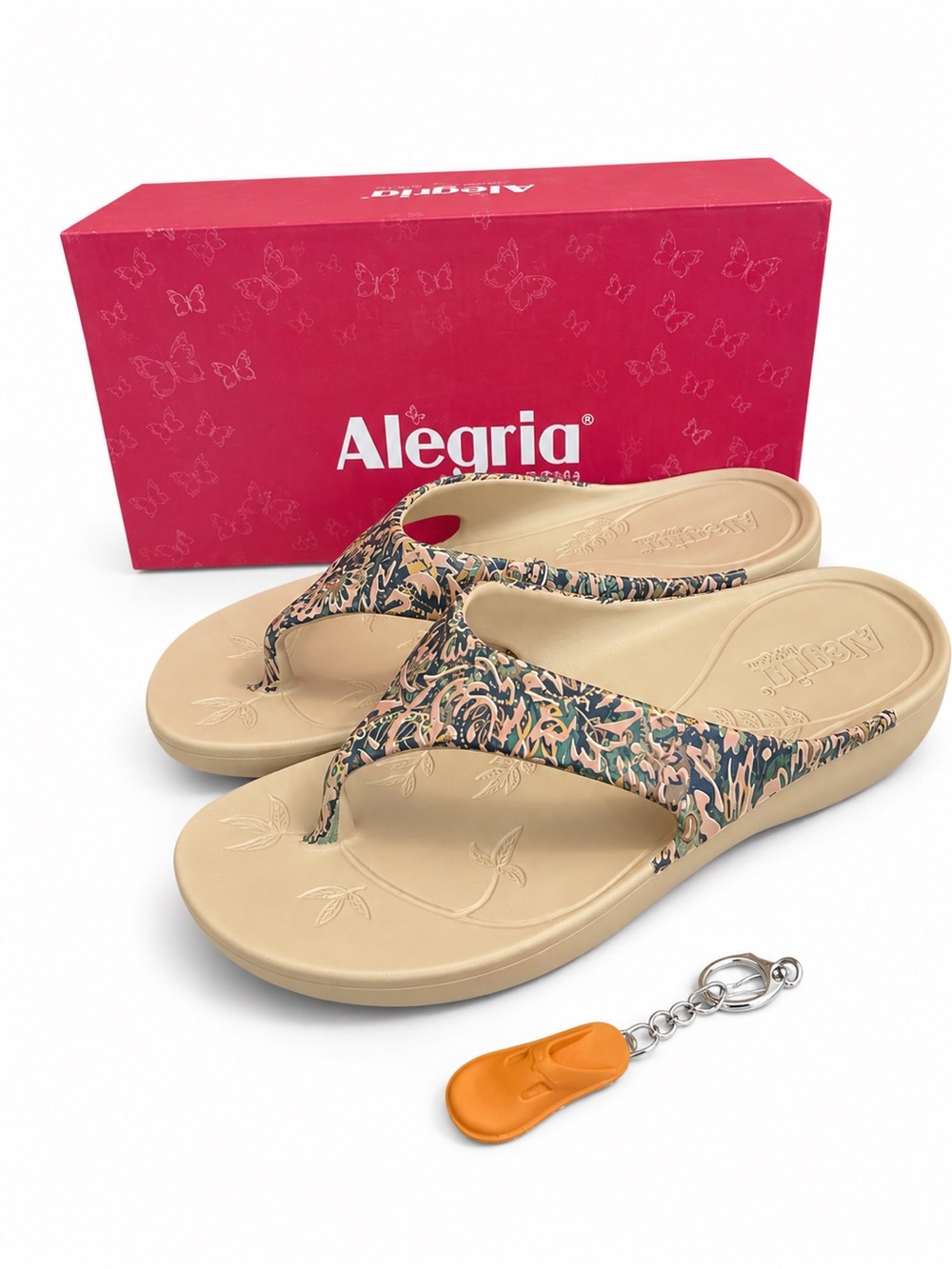Alegria Ode Recovery Tan Floral-Pattern Thong Sandals- Country Road 11.5-12 NIB
